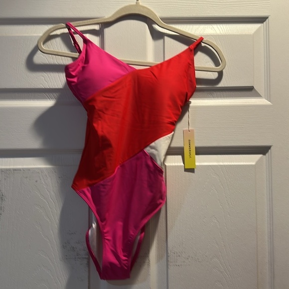 NWT! Summersalt The Marina Lava Red and Hibiscus One Piece Swimsuit 2 bathing - Picture 2 of 9